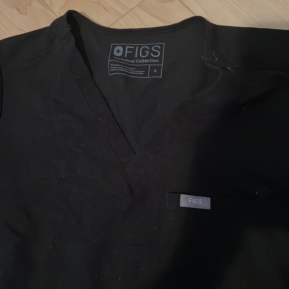 Womens FIGS black scrub top